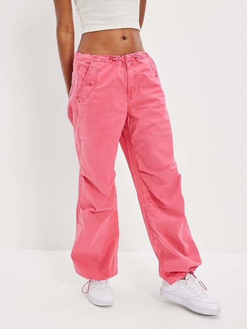 American Eagle Outfitters Pink Cotton Parachute Pants