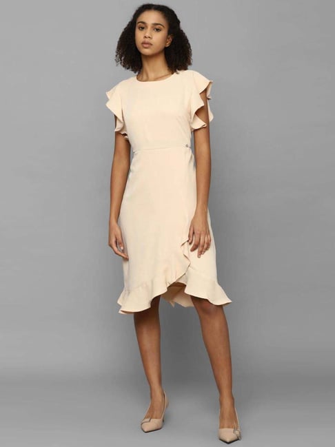 Allen Solly Beige Shift Dress-picture-34
