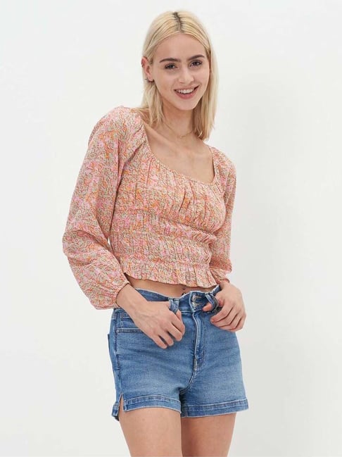 American Eagle Outfitters Peach Cotton Printed Top-picture-15