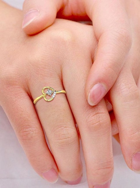 Buy Heart Shaped Green Stone Gold Minimal Ring Online - TheJewelbox – The  Jewelbox