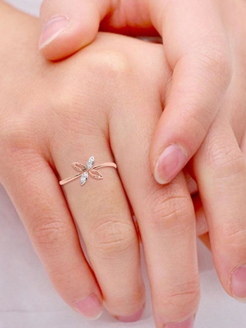 RS744AS 0.12 carat Rose gold flower diamond engagement ring for women -  Olivacom