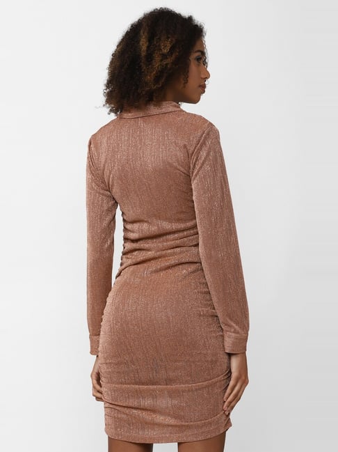 forever 21 brown dress Forever 21 Womens Maxi Dress with Side Ruching Detail and High Neckline, Sleek Fitted Silhouette with Side Slit for Evening and Special Occasions,