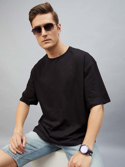 CHIMPAAANZEE Black Loose Fit Oversized Crew T-Shirt-picture-29