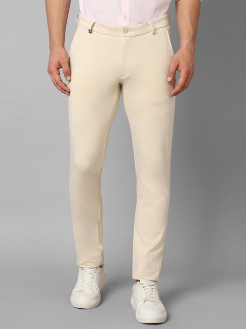 Buy Louis Philippe Sport Beige Cotton Slim Fit Trousers for Mens