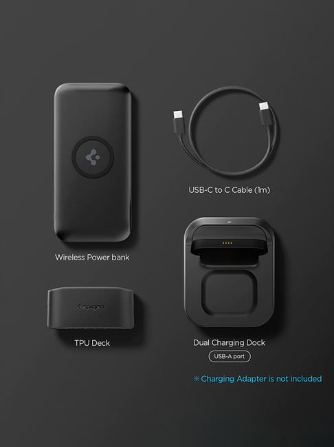 Spigen 5in1 10000 mAh Wireless Power Bank with USB-A Dual Charging