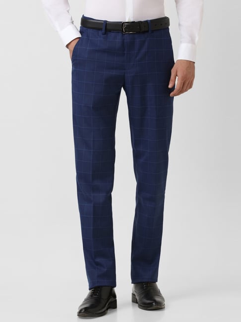 Buy Highlander Navy Blue Casual Checked Slim Fit Trousers for Men Online at  Rs748  Ketch