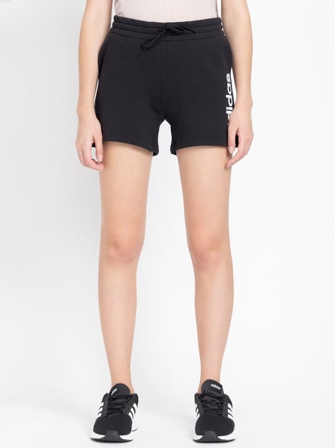 adidas Black Cotton Printed Training Shorts
