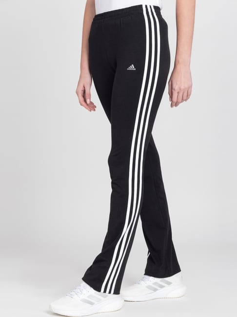 adidas Black Cotton Striped Track Pants