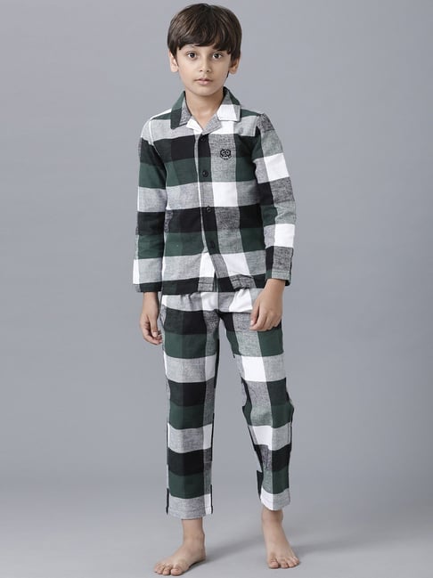 Under Fourteen Only Kids Multicolor Cotton Chequered Full Sleeves Shirt Set-picture-11