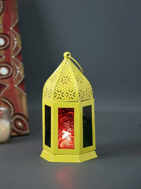 Aapno Rajasthan Yellow Metal Morrocan Lantern-picture-37