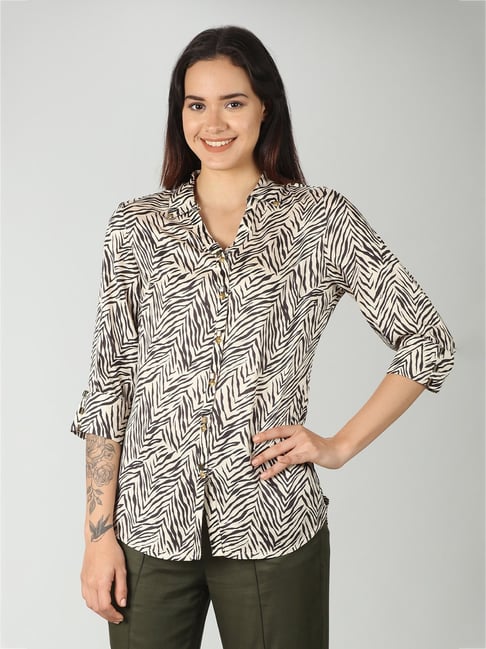 Mustard Off White & Black Printed Shirt-picture-24