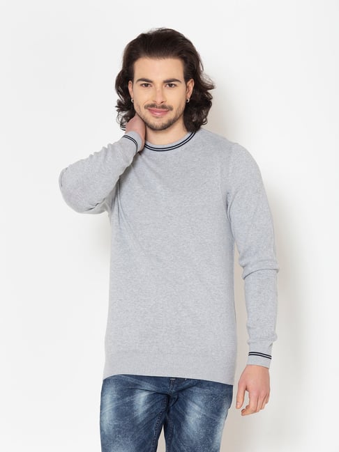 Allen cooper Grey Regular Fit Sweater