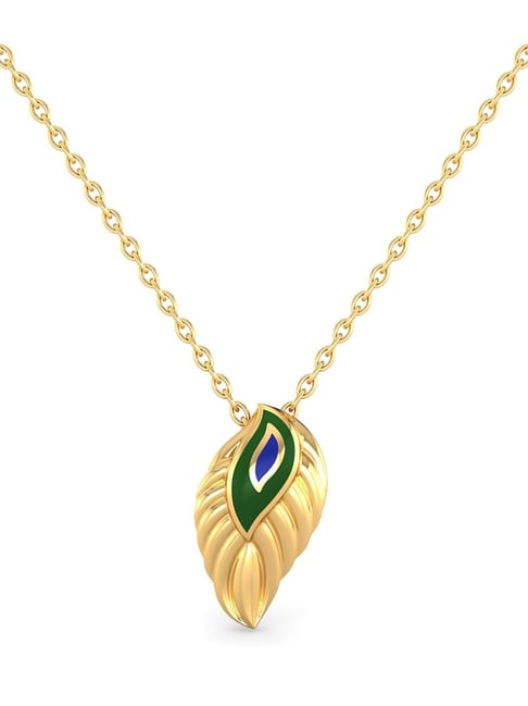 Candere by Kalyan Jewellers Yellow Gold 18k Pankhudi Gold Pendant with Chain