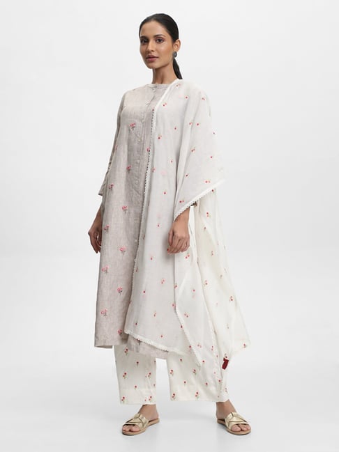 Zuba by Westside Embroidered Off White Dupatta - Main Image