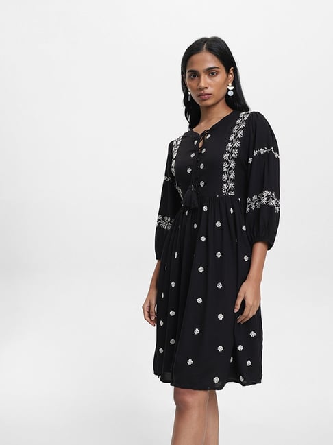 LOV by Westside Embroidered Black Dress
