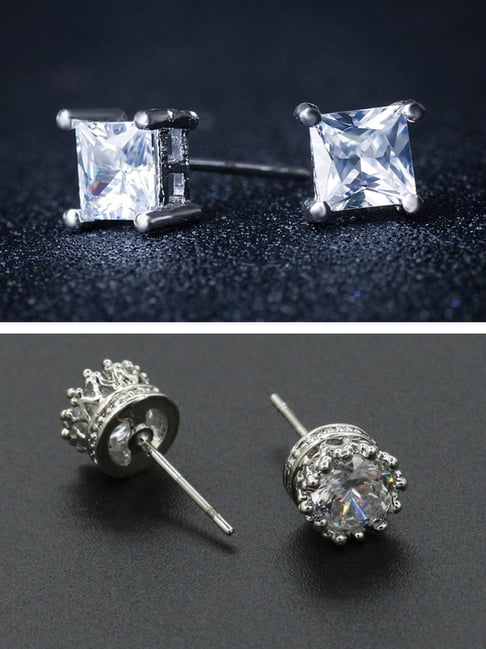 VVS Moissanite 9mm Iced Square Stud Earrings - 925 Silver – Huerta Jewelry