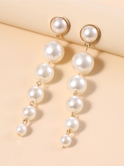 Melbourne crystal long pearl drop earrings (gold) | Ivory & Co – Liberty in  Love
