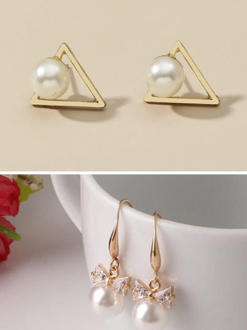 Buy ToniQ Gold-Plated Classic White Pearl Drop Earrings For Women Online At  Best Price @ Tata CLiQ