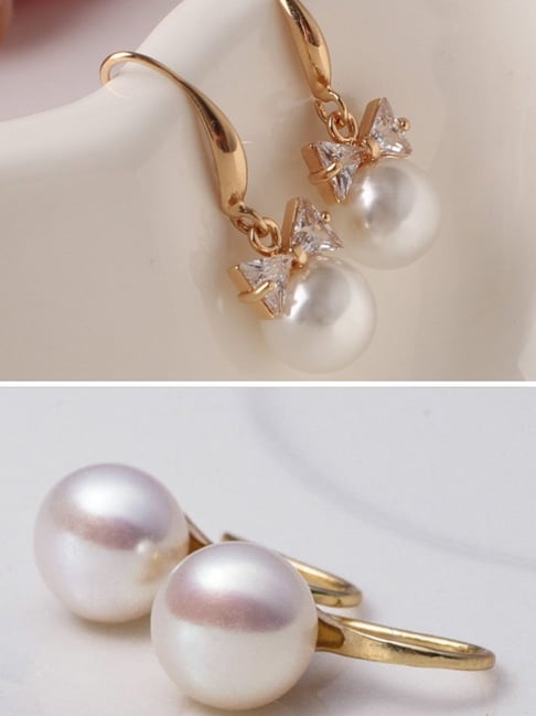 Trendy White Pearl Hanging Earring