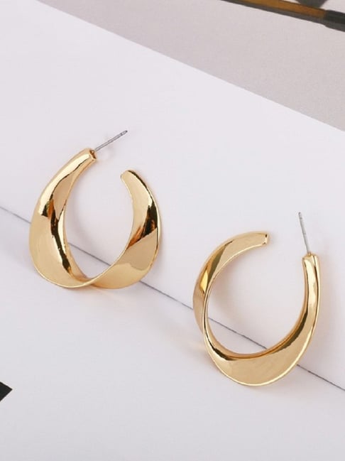 Gold plated half hoop earrings - Silvermerc Designs - 4231840