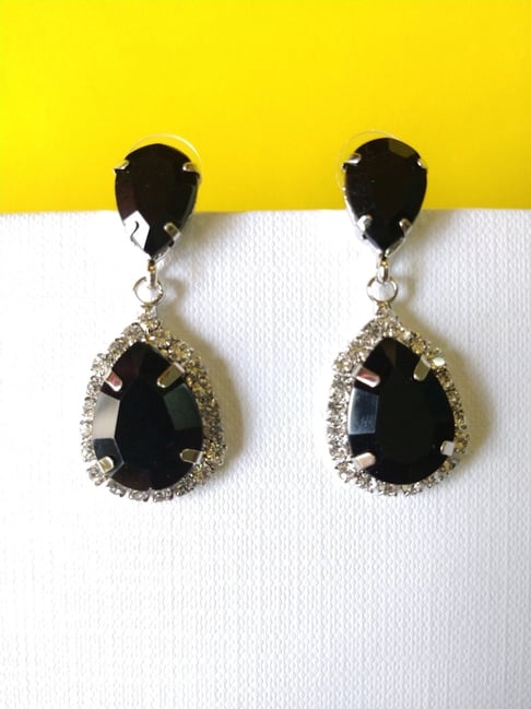 Cushion-Cut Black Onyx & White Lab-Created Sapphire Drop Earrings Sterling  Silver | Kay