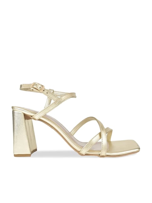 ASOS DESIGN Nobu strappy tie leg heeled sandals in gold | ASOS