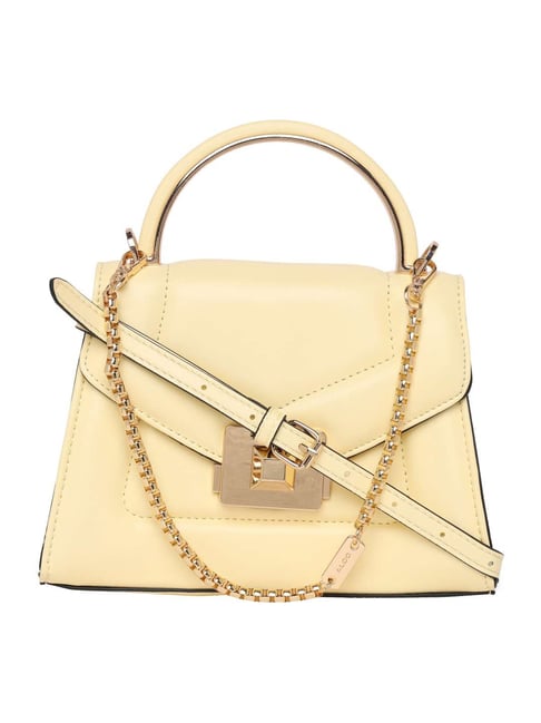 Aldo Yellow Solid Medium Satchel Handbag