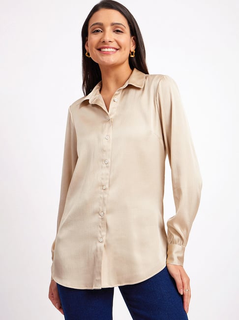 Fablestreet Beige Regular Fit Shirt-image-27