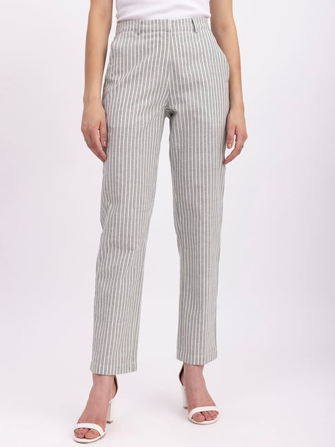 Buy Popwings Women Casual Pink Stripes Printed Regular Relaxed Loose Fit  Full Length Trouser  Crepe Trousers for Women Online at Best Prices in  India  JioMart