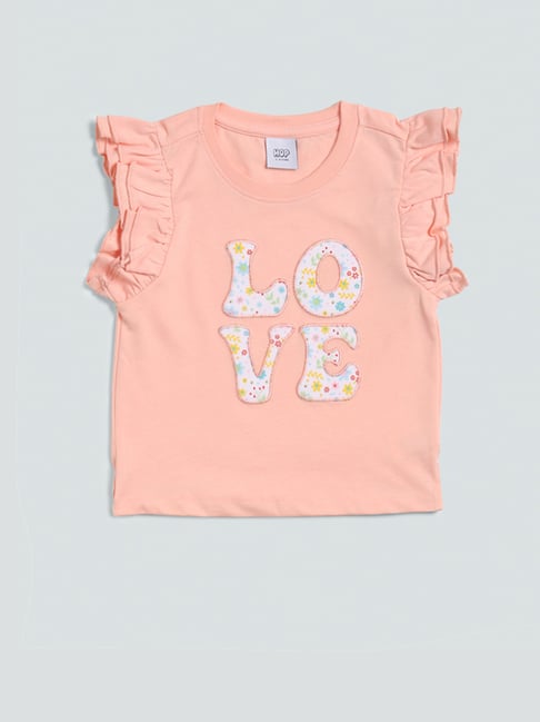 HOP Kids by Westside Light Pink Embossed Design T-Shirt