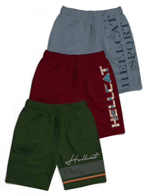 HELLCAT Kids Multicolor Printed Shorts (Pack Of 3)-picture-12