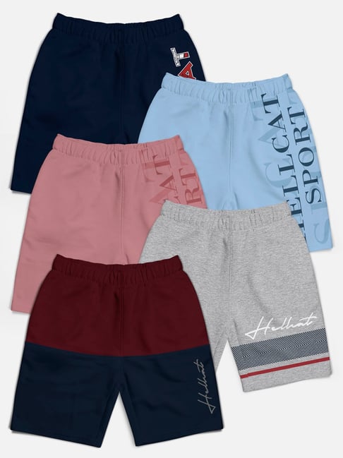 HELLCAT Kids Multi Printed Shorts (Pack Of 5)-picture-31