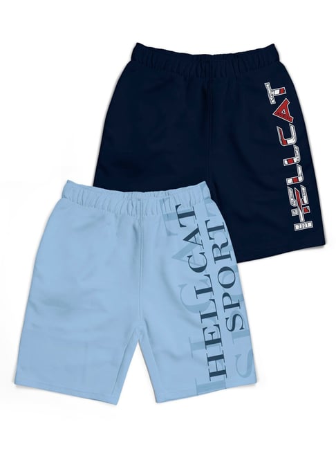 HELLCAT Kids Blue Printed Shorts (Pack Of 2)-picture-48