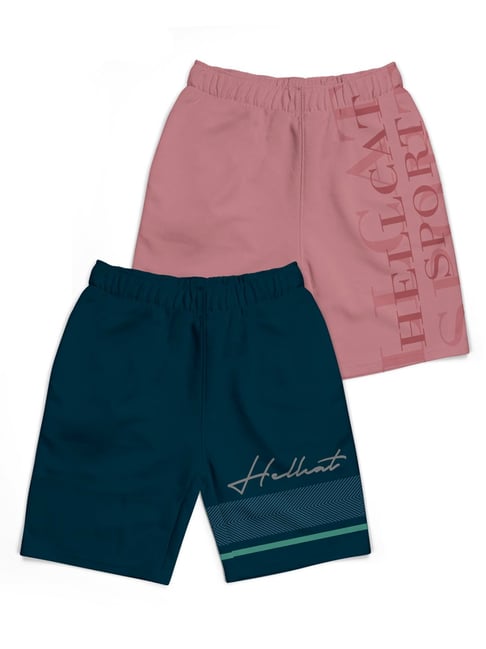 HELLCAT Boys Teal & Pink Printed Shorts (Pack Of 2)-picture-21