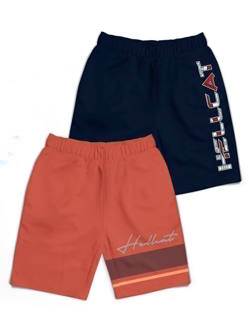 HELLCAT Kids Orange & Navy Printed Shorts (Pack Of 2)-picture-27