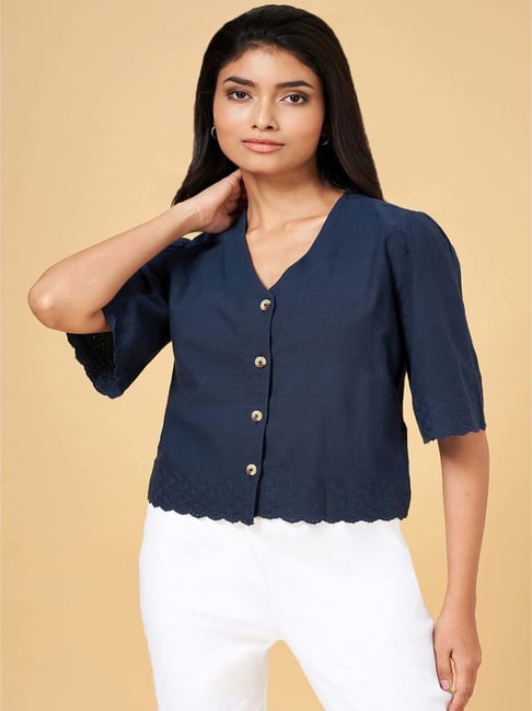 Akkriti by Pantaloons Blue Embroidered Shirt-picture-28