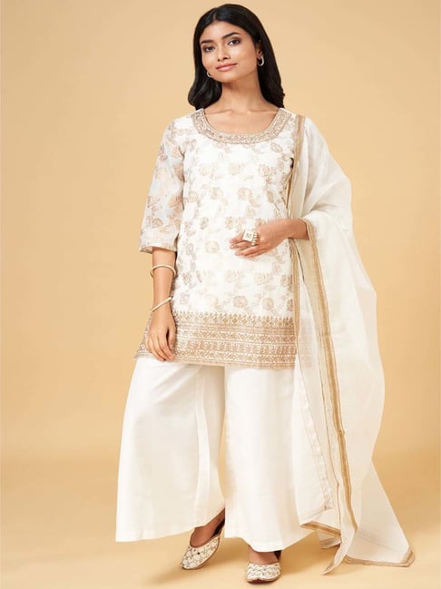 Buy SEEDS OF FUSION- Women's Kurti Set | Made with Pure Cotton | Kurta with  Pants - White (Small) at Amazon.in
