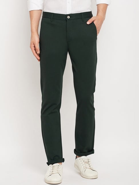 COMBRAIDED Slim Fit Men Dark Green Trousers  Buy COMBRAIDED Slim Fit Men  Dark Green Trousers Online at Best Prices in India  Flipkartcom