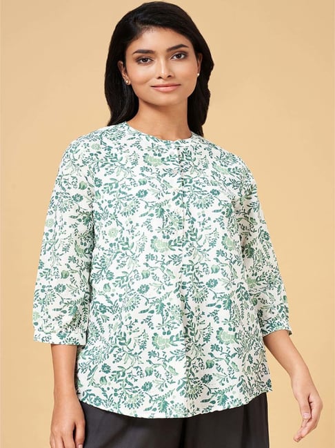 Akkriti by Pantaloons Green Cotton Printed Tunic-picture-43