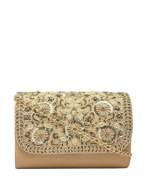 Rocia by Regal Golden Embellished Clutch