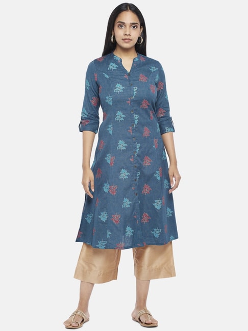 Buy Rangmanch by Pantaloons Blue Printed A Line Kurta for Women Online @  Tata CLiQ