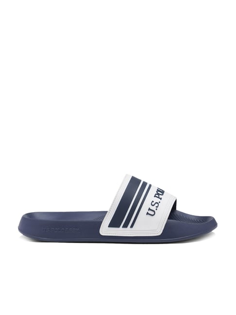 Navy best sale slides mens