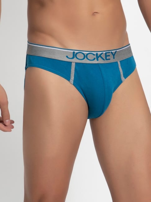 Jockey 8044 Blue Sapphire Super Combed Cotton Rib Briefs with Ultrasoft  Waistband