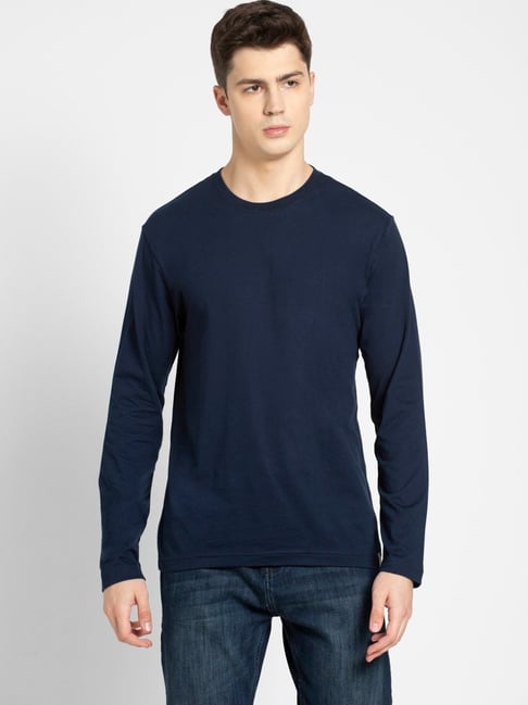Buy Jockey Navy Cotton Regular Fit T-Shirt for Mens Online Tata CLiQ