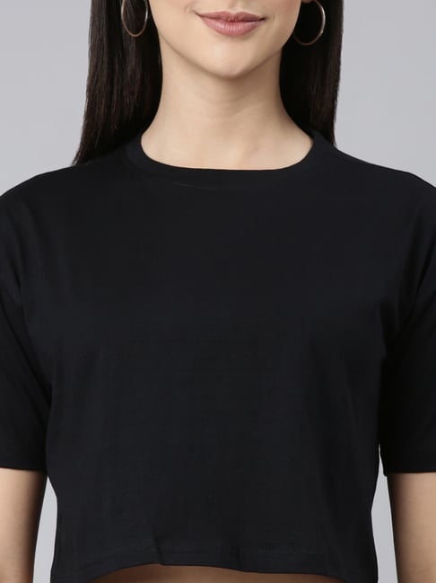 Buy Kryptic Pure Cotton Drop Shoulder Oversized Crop T-Shirt for