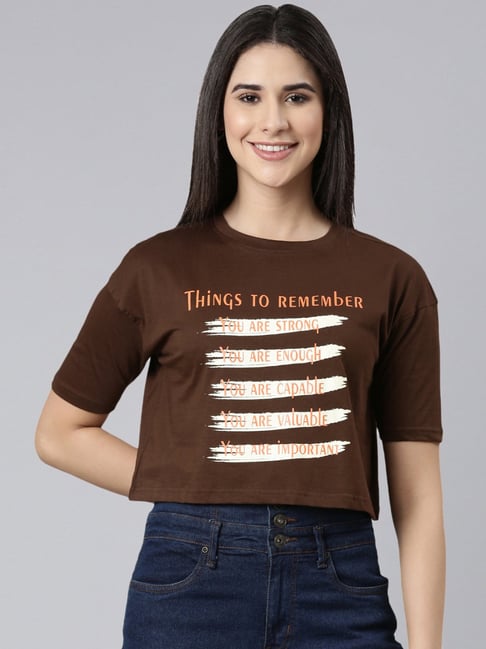 Buy Kryptic Pure Cotton Printed Drop Shoulder Oversized Crop T