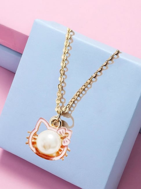 Buy OOMPH Baby Pink Cute Hello Kitty Enamel Pendant Necklace Chain