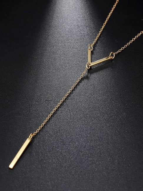 A 9CT GOLD THREE COLOUR NECKLACE, V-shaped, 15 g. 16.5