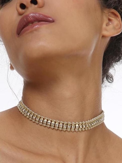 Buy OOMPH Jewellery Gold & White Crystal Party Choker Fashion Necklace For  Women & Girls Online