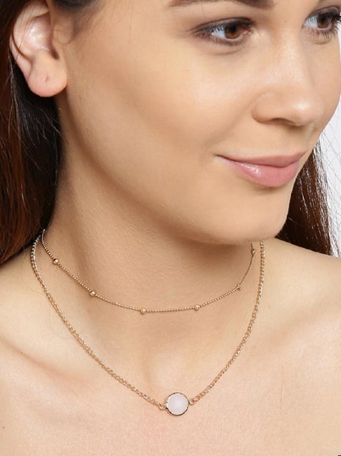 Double Layer Necklace Circle Collarbone Necklace Gemstone Layered Choker  Geometric Gold Necklace Rose Gold Silver Stone Choker - Etsy